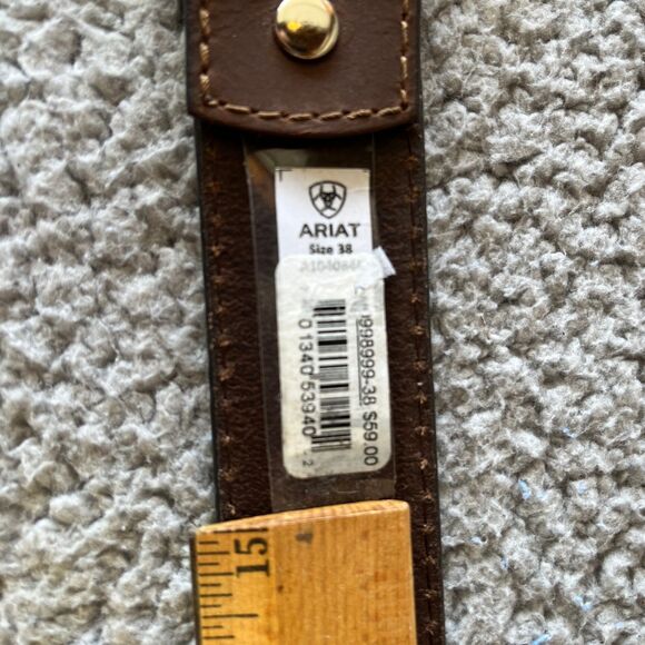 Ariat Concho Belt Mens 38 Brown Leather Tooled Cowboy Rodeo Western Ranch Farm - Picture 7 of 7